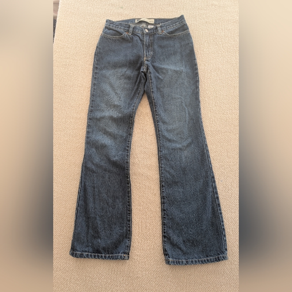 Gap Jeans Women's Low Rise Flare 4 Blue Medium-dark wash Y2K Style Vintage